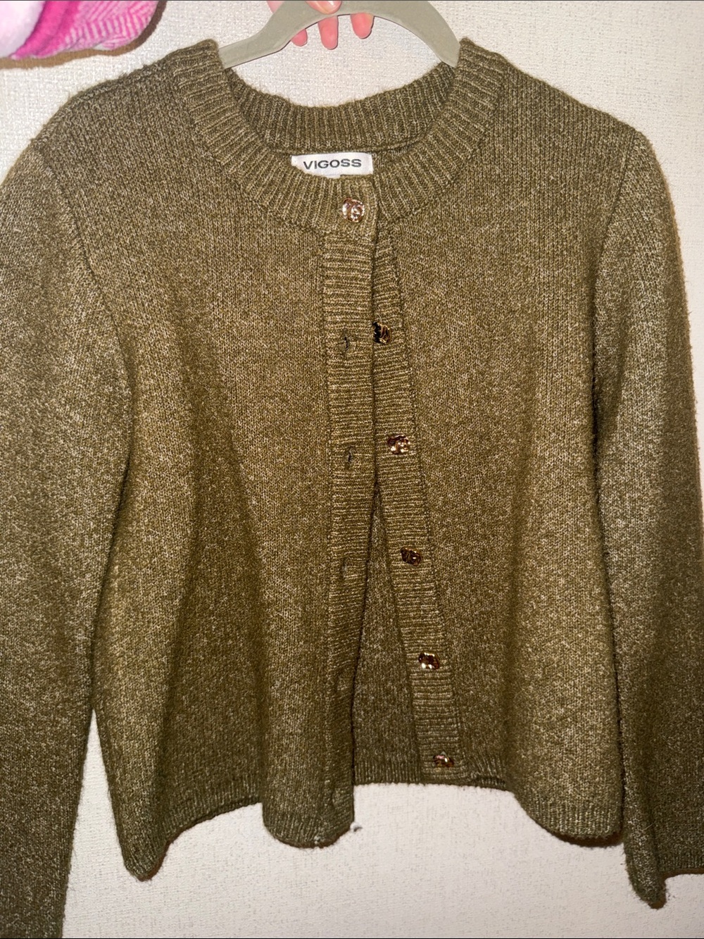 Vigoss Olive Green Knit Button-Front Cardigan